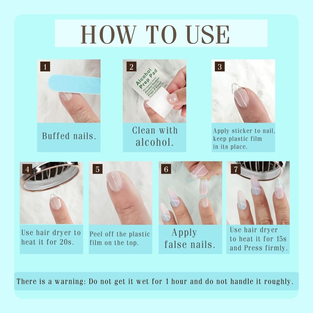 Azilaz Press On Nails, White and Blue Snowflake Design, Medium Stiletto Shape, 10-Piece Set,Handmade Christmas Collection,(Extra Small)