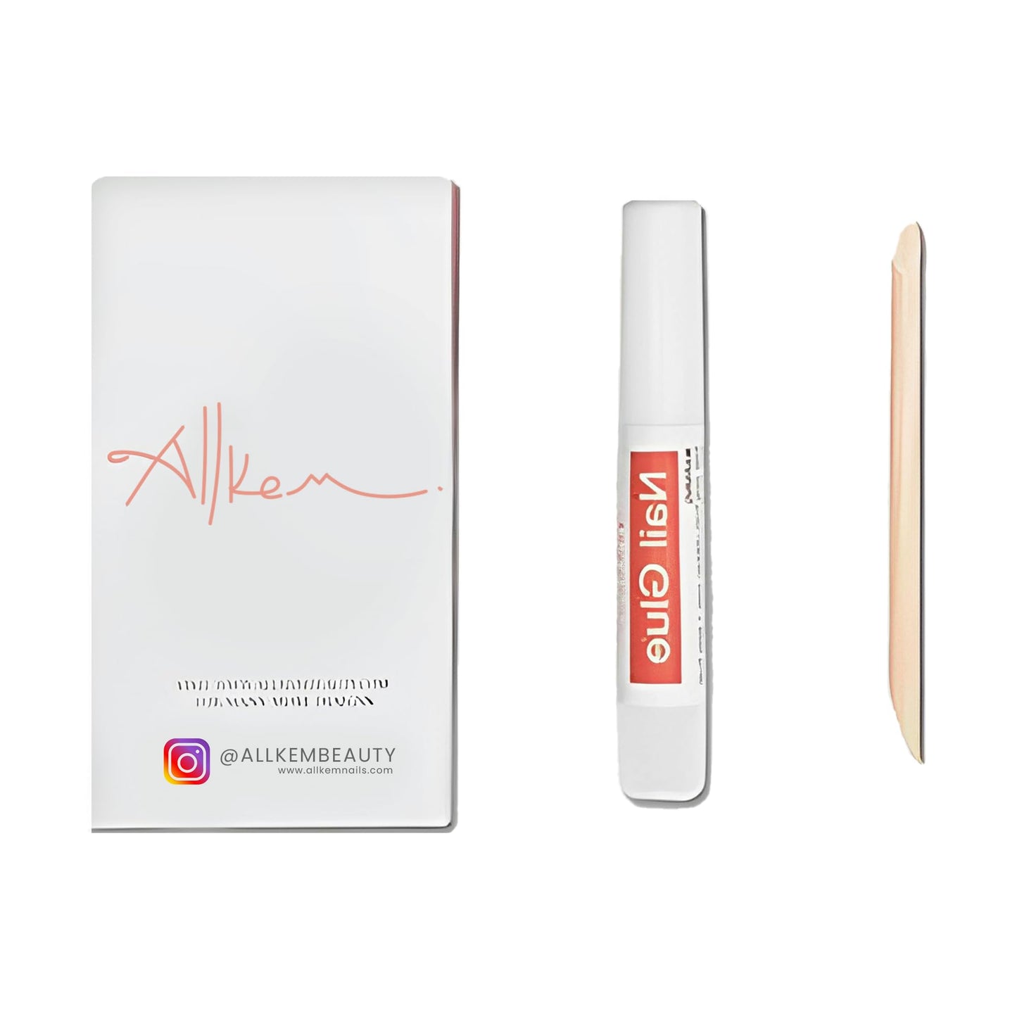 Allkem Revolve French Press on Nails | Glossy Extra Long coffin | 10 sizes - 20 pcs Ballerina Nail kit with Glue