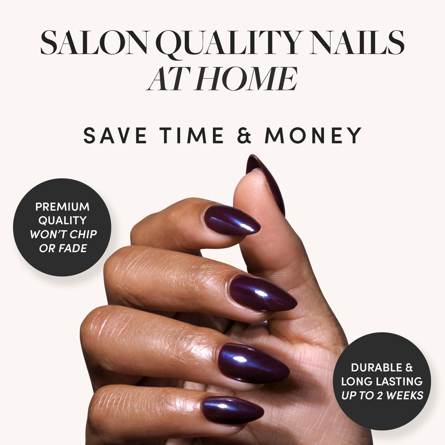 Glamnetic Press-On Nails Bundle - Magnetic Moscow & Burgundy Chrome | Short Oval Fake Nails with a Cat-Eye Finish | Short Almond Fake Nails with a Metallic Chrome Finish | Durable, Salon-Quality Nail