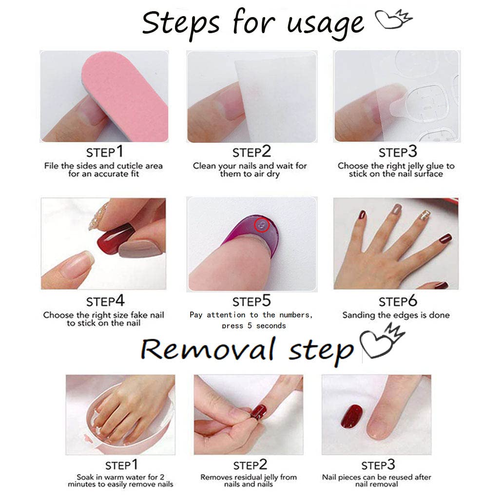 Foccna Black Press on Nails Comic Medium Long, Acrylic Fake Nails Square Cartoon False Nails,Artificial Nails for Women and Girls 24 pcs