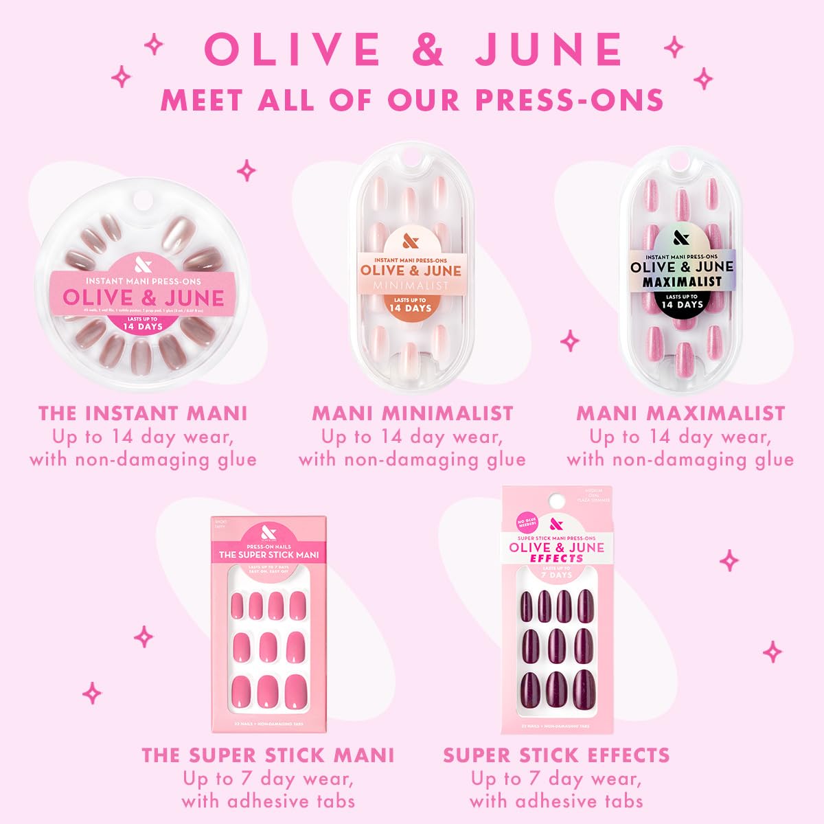 Olive & June Maximalist Instant Mani Press-On Nails (Glue) | 42 Fake Nails, 21 Sizes | Non-Toxic, Long-Lasting Big, Bold Gorgeous Realistic Look | Salon-Quality | Short, Round | Rainbow Aura Chrome