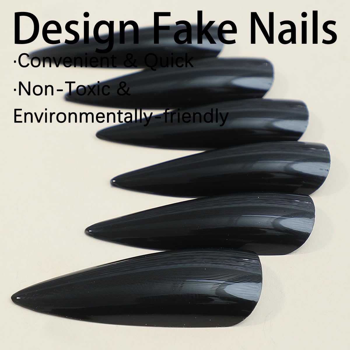 QQPPOLIU Solid Color Press on Nails (Black) Stilitto Long Glossy 24PCS Gift for Women and Girl from QQPPOLIU