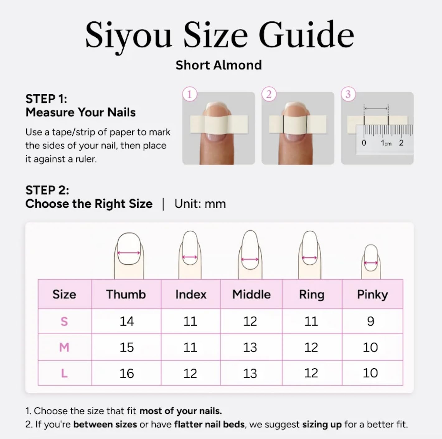 SIYOU Beauty | Luxy Bay | Pink and White Luxury Short Almond Press On Nails for Women (Medium) - Reusable, Salon-Quality Fake Nails (10pc)