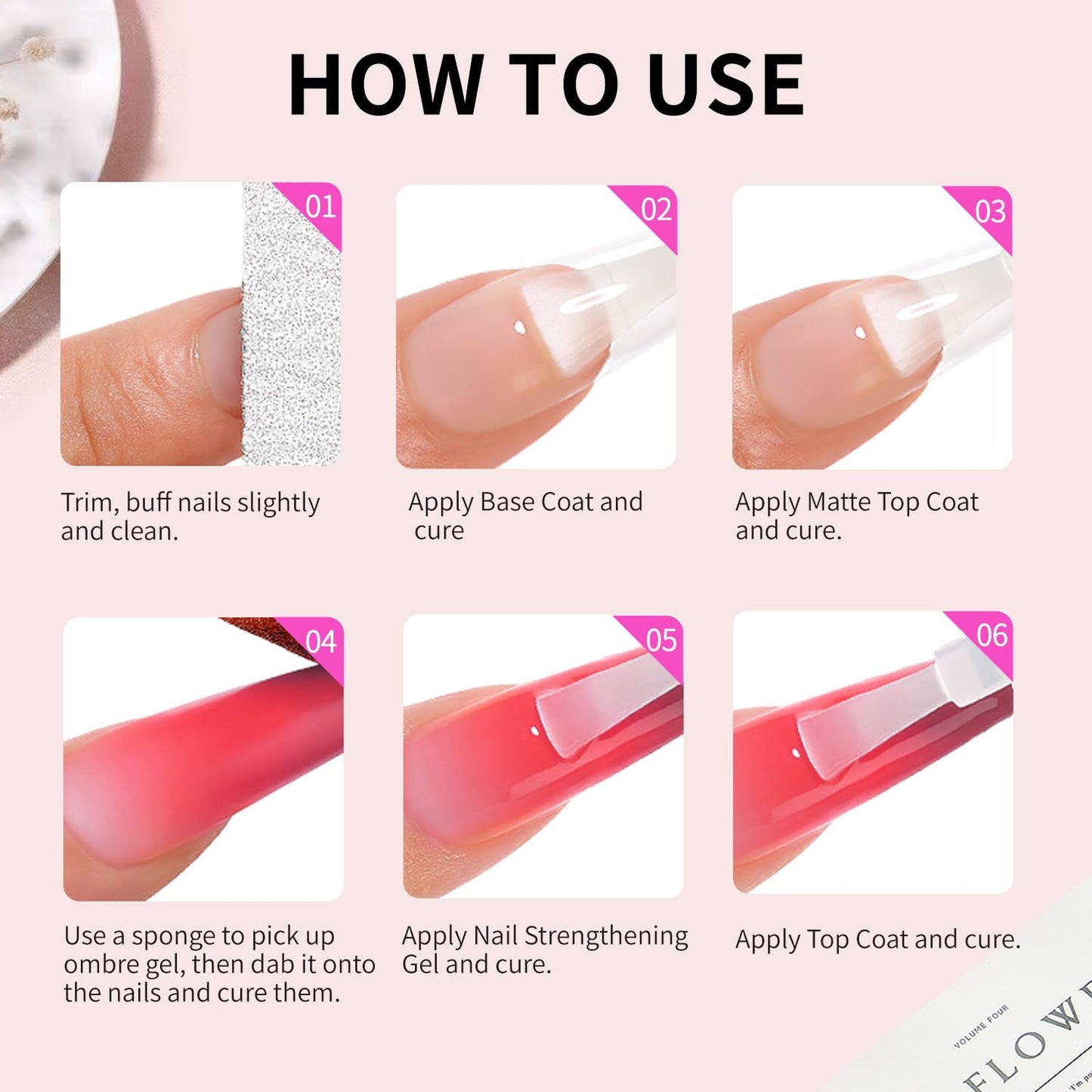 AOBOO Ombre Gel Nail Polish Nail Sponges for Ombre 9 Series Colorful Blush Effect Pat Painting Gradient Blooming Gel for Ombre Nails Multistyle French Manicure Nail Art DIY Home (A4, 1)