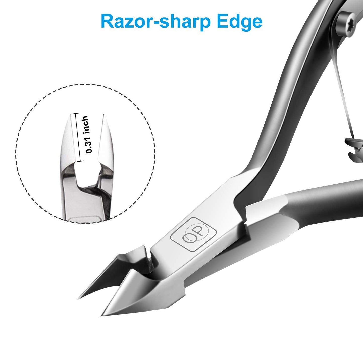 Cuticle Trimmer 3/4 Jaw Extremely Sharp Cuticle Nippers Scissors Stainless Steel Clippers Cutter Remover Pedicure Manicure Nail Tool, opove X7, Space Gray