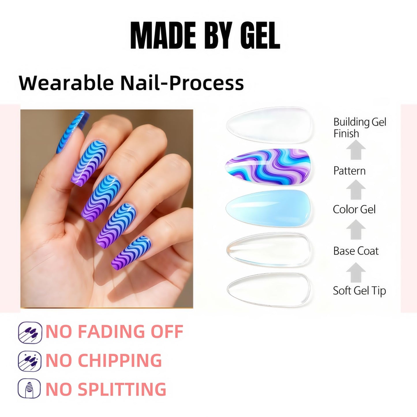 DARKMXTR Light Brown Press-On Nails Long Almond Fake Nails for Women,Easy Application Manicure Set for Work, Party & Daily Use, Perfect for Women and Students