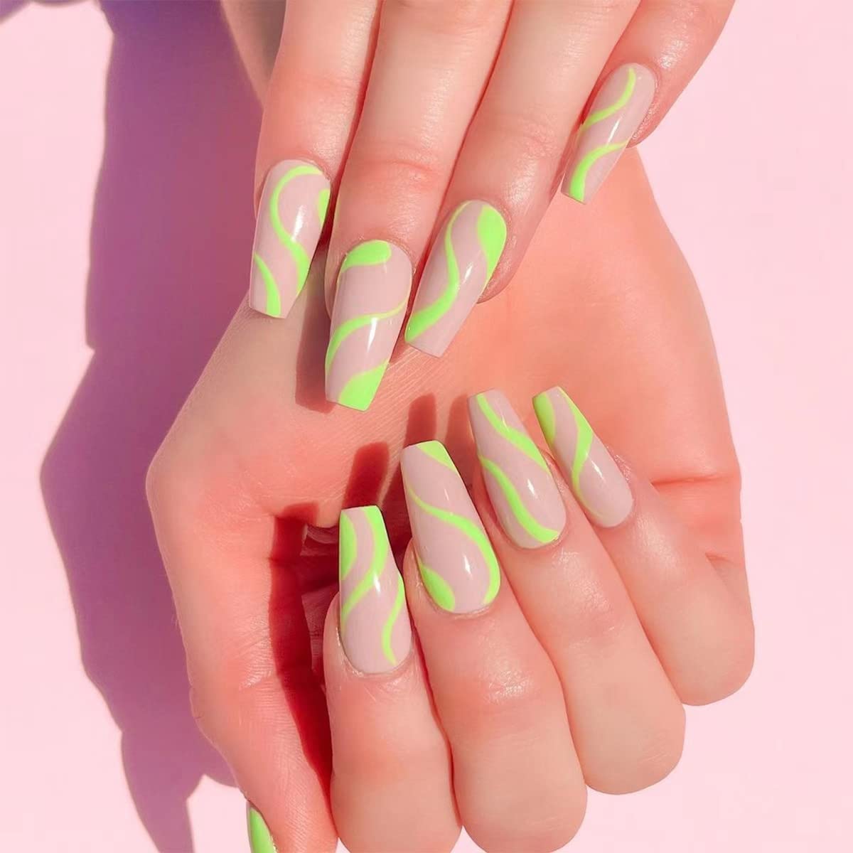 Long Matte Press on Nails Colorful Square Coffin Fake Nails Full Cover Acrylic False Nails for Women and Girls 96PCS
