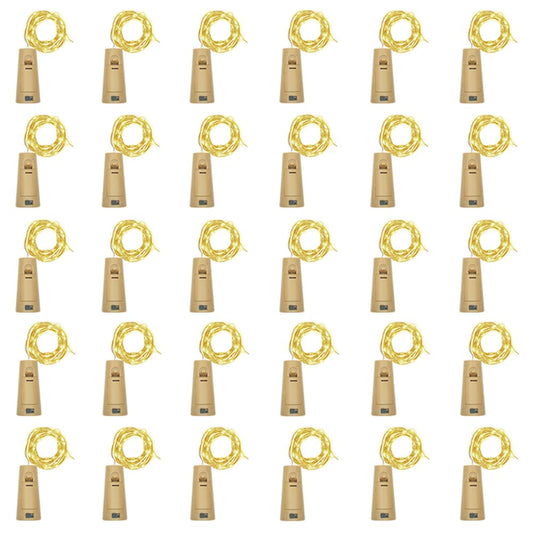 LoveNite Wine Bottle Lights with Cork, Battery Operated 30 Pack 20 LED Cork Shape Silver Wire Fairy Mini String Lights(No Bottles) for DIY, Party, Decor, Christmas, Halloween,Wedding (30, Warm White)