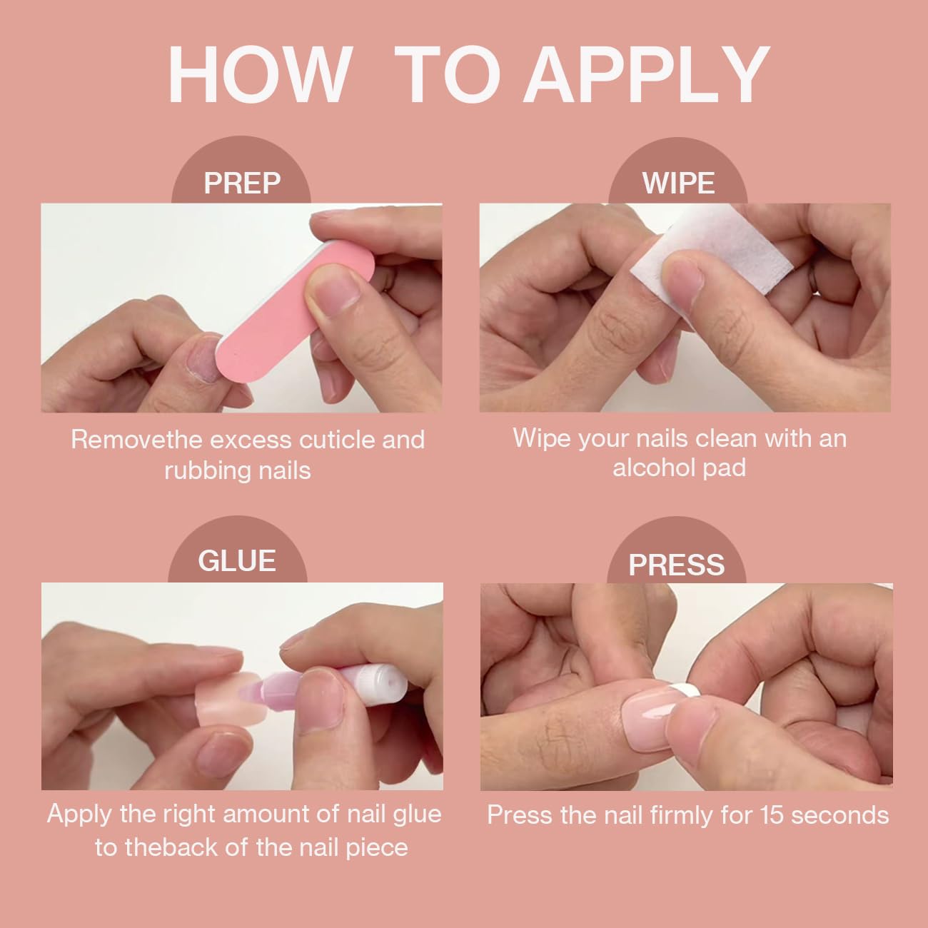 ESLALA Chrome Press On Nails,Glossy Short Squoval Fake Nails, Aurora Chrome Pinkish Press On Nails, Reusable Stick On Fake Nails with Glue | 16 Sizes - 32 Nail Kit(03-Squoval Champagne)