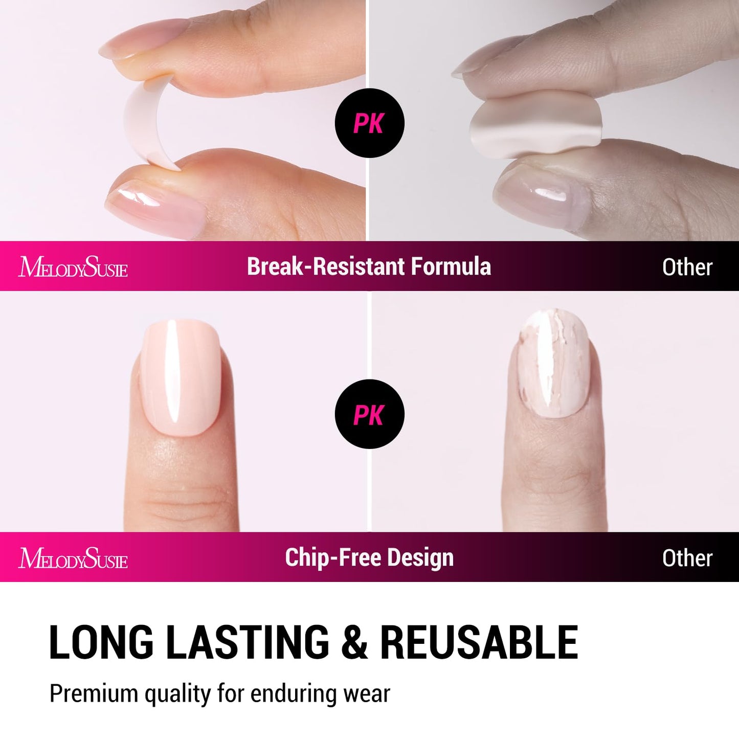 MelodySusie Nail Stamper Kit, 2 Sets Silicone French Tip Upgrade Stamp Tool MelodySusie Press-On Nails Short Square White French Tips