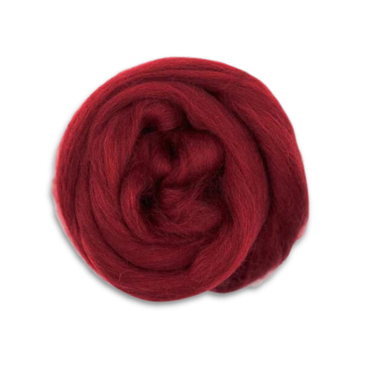 Revolution Fibers Dyed Corriedale Wool | 8.2 Ounces of Premium Combed Wool Top | 26 Micron, 100% Pure Corriedale Wool Roving, Ethically Sourced (Ruby Red)