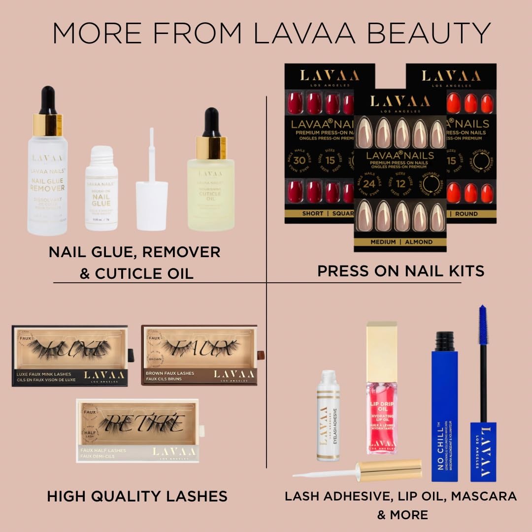 NEUTRAL BADDIE Press-On Nails by Lavaa Beauty | Short Square Press-On Nails | Glitter French Tip on Nude/Pink Base