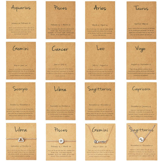 Fashewelry 120pcs Jewelry Display Cards Zodiac Bracelet Necklace Cards 12 Constellations Jewelry Holders for Small Business Selling Valentines Day Jewelry Packing Display