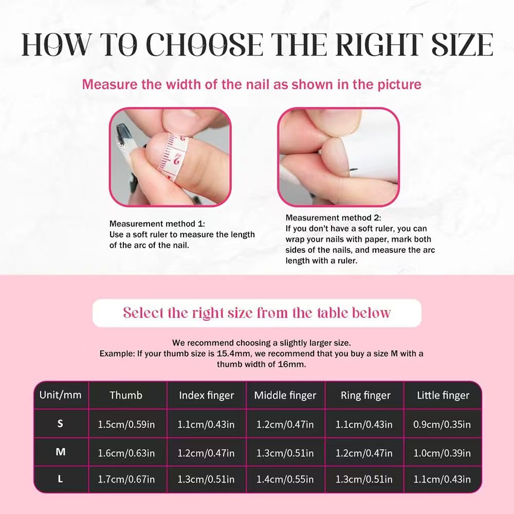 Threelegscat Handmade Press on Nails Long Almond Shape Fake Nails Stiletto Nail With Design for Women and Girls 10pcs Size M Pattern St1156