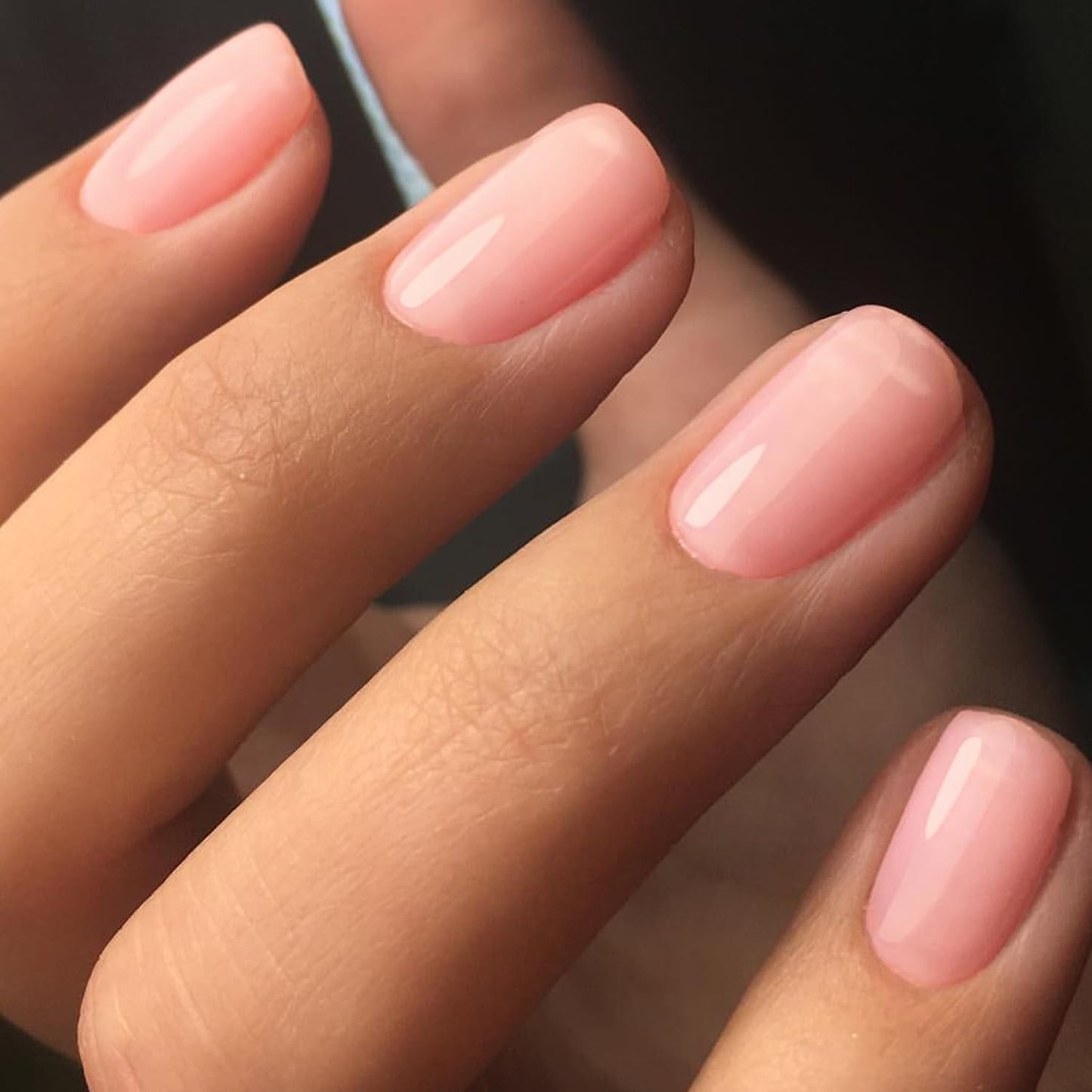 GLAMERMAID Press On Nails Extra Short Square, Jelly Soft Gel Fake Nails Round Squoval, Natural Nude Pink False Nails Tip, Pure Black Fake Nails Short Squoval, Natural Round Square Glue on Nails Glossy