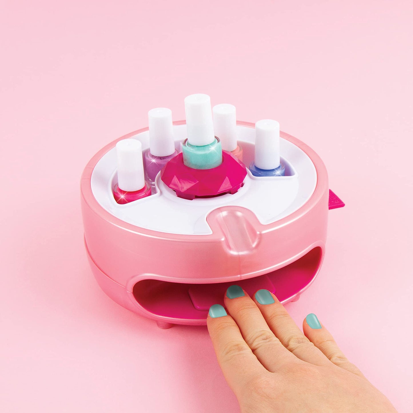 Light Magic Nail Dryer & Polish Set for Girls & Teens - 5 Vibrant Nail Colors, Art Stickers, Nail File, Cuticle Pusher & Dryer - Water-Based, Non-Toxic Polish Perfect Spa Day Manicures Make it Real