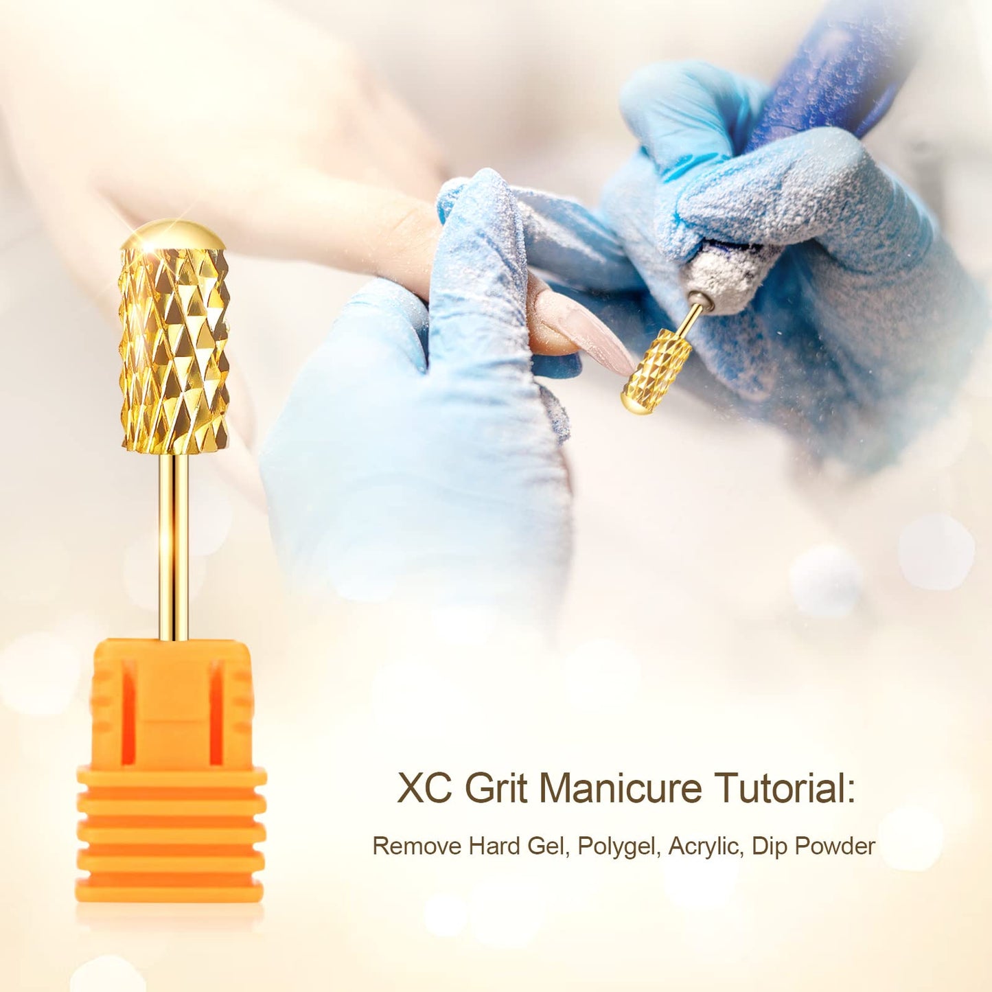 Nail Drill Bit Set, Corfulra 3pcs Safety Bits for Nail Drill, Tungsten Carbide Nail Drill Bits, Smooth Round Top Large Barrel Bits, Nail Supplies for Nail Tech to Remove Acrylic Nails (XF & M & XC)