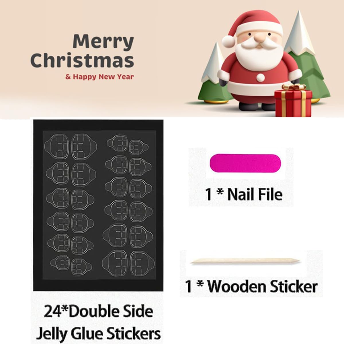 Christmas Press on Nails Extra Long Coffin Fake Nails Pink Coffin False Nails with Design Cute Reindeer Snowflake Line Glue on Nails Full Cover Bling Glitter Winter Xmas Acrylic Nails for Women 24Pcs