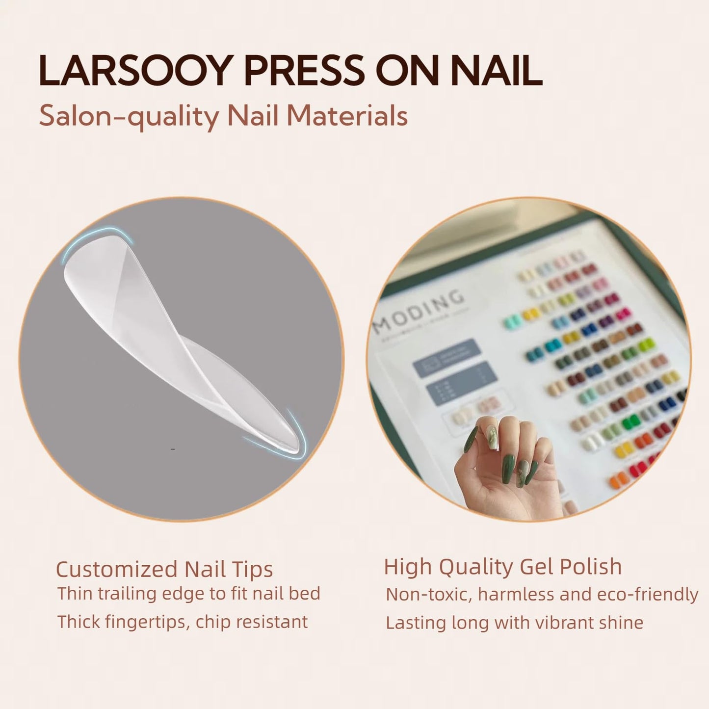 LARSOOY Nails Handmade Press on Nails Long Coffin | Handmade nails with flowers | Reusable hand painted Nails with Design | False Nails 10 Pcs (Rosa Multiflora, M)