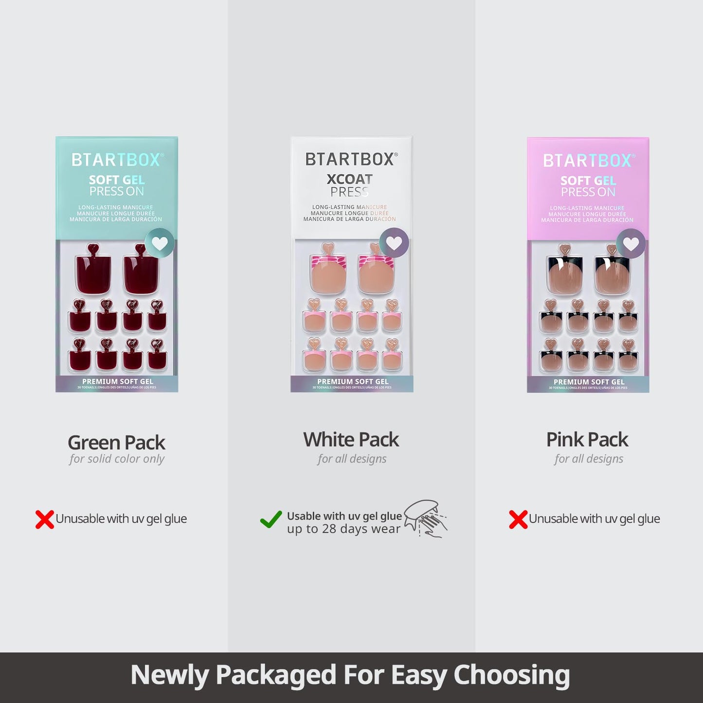 BTArtbox Press On Toenails Short - Isle Plumeria Pedi, Easy-to-Apply Flower French Tip Square Toe Nail Press Ons with Glue and Adhesive Tabs in 15 Sizes - 30 Toenails All-in-One Kit