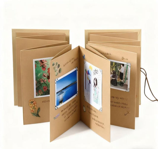 DIY Photo Album Scrapbook Kit, Customizable Memory Book for Couple Family, Handmade Photo Storage Book, Unique Gift for Birthday Anniversary Christmas Valentine's Day (Khaki)