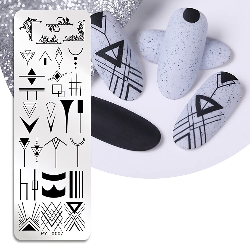 Stamping Plates Nail Art Set Flower Minimalist Geometric Lines Leaves Pattern Theme Image DIY Nail Art Stamp Plate Stamper Kit 6Pcs