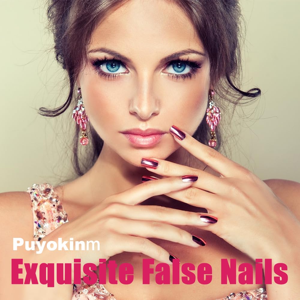 6 Packs (144 Pcs) Short Press on Nails Square Fake Nails Flower Press on Nails Summer Spring Acrylic Glue on Nails Full Cover Cute False Nail Tips Stick on Nail for Women Manicure 12 Size - 6 Style