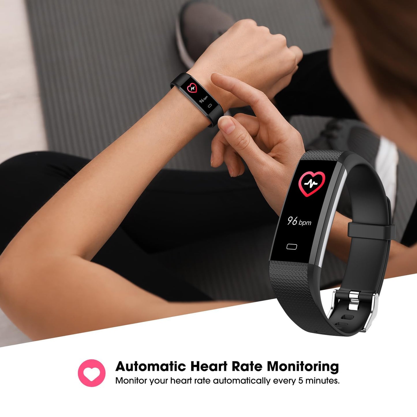 Fitness Tracker with Heart Rate Blood Oxygen Monitor, Activity Tracker Sleep Monitor Health Tracker, Smart Watch Pedometer Step Calories Counter, Fitness Watches for Men Women