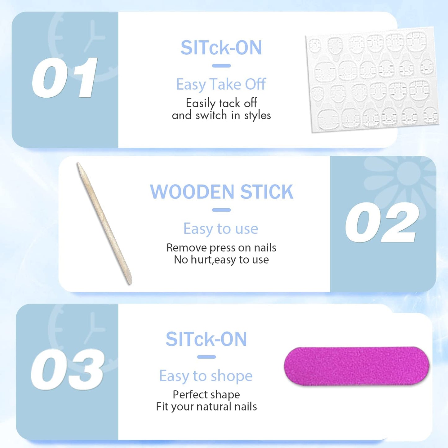 XCREANDO Dark Blue Press on Nails Short Square Fake Nails Glue on Short Square Press ons, Acrylic False Glue on Nail Stick on for Women and Girls 24PCS