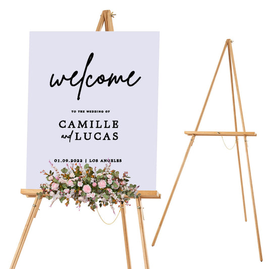 Falling in Art 65" A-Frame Tripod Easel Stand, Wooden Display Easel with Adjustable Canvas Holder, Floor Easel for Wedding Signs, Posters, Paintings, Artwork(Natural)