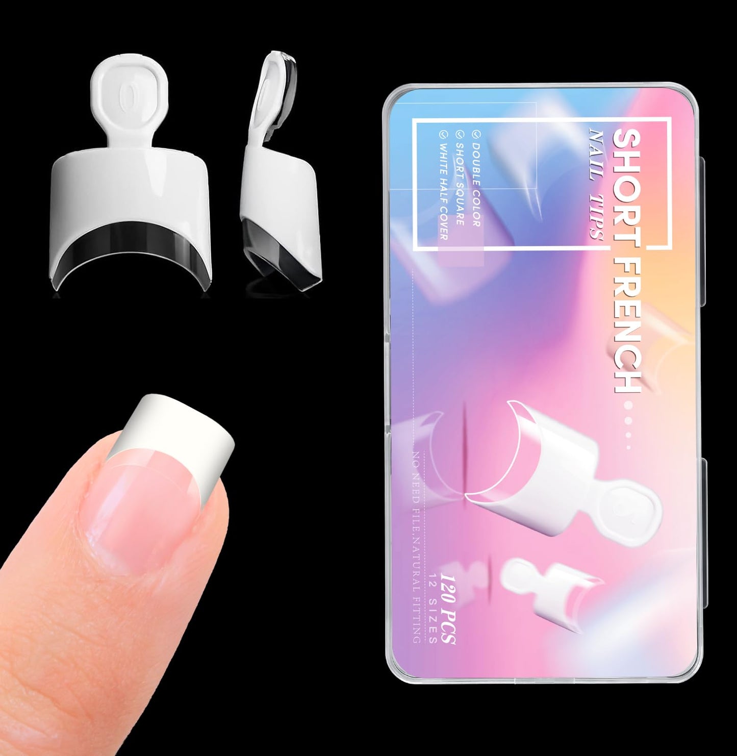 krofaue Parent-Child Nail Tips Kit:120PCS Short French Nail + 240pcs Kids Short Oval Clear Nail Tips for DIY Home Manicure Mother Daughter Bonding Time