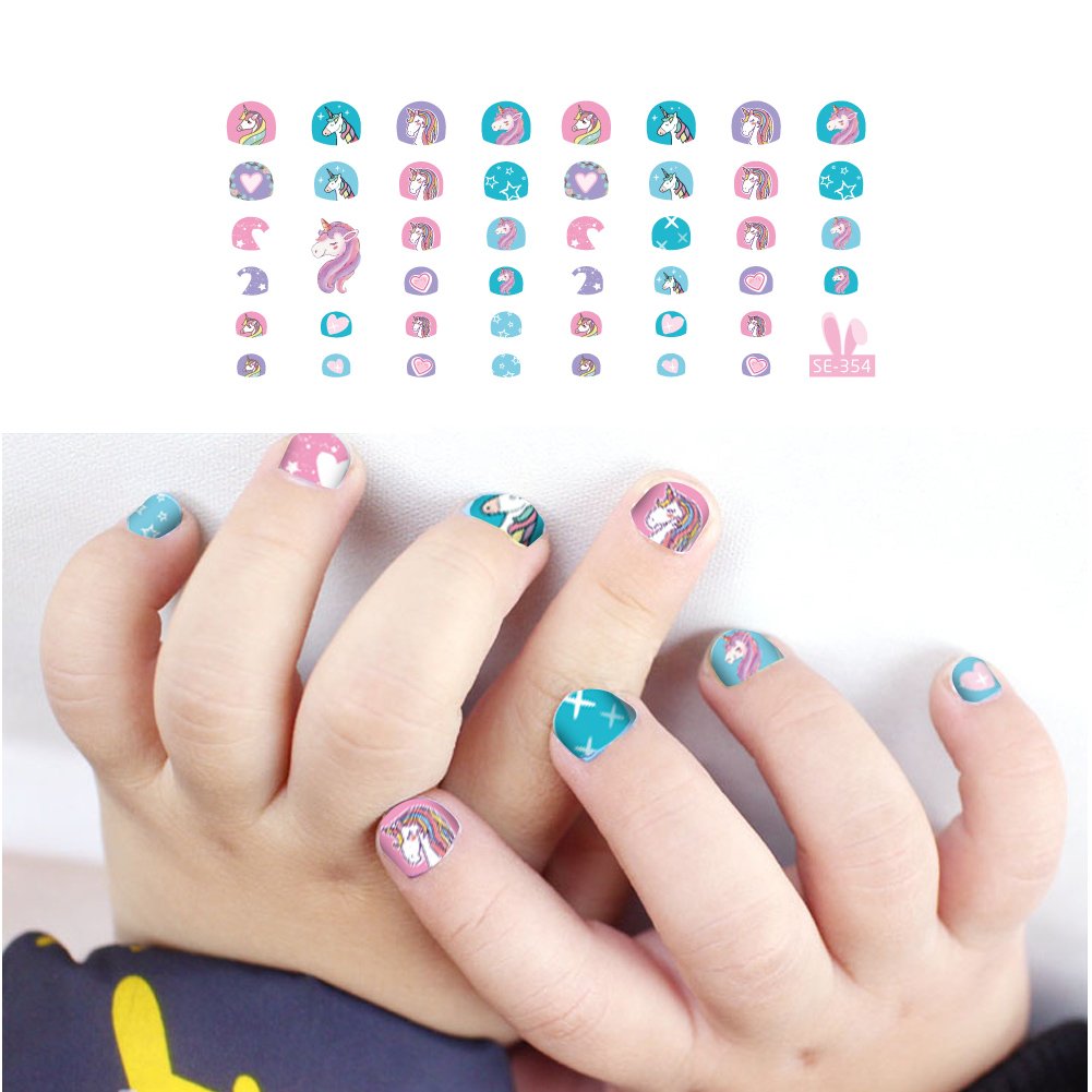 Fanoshon Unicorn 3D Nail Art Stickers Decals Self-Adhesive for Kids Little Girls, 270+ Cute Nail Tip Star Crown Princess Nail Manicure for Fingernails Toenails Birthday Party Supplies Gift Favors