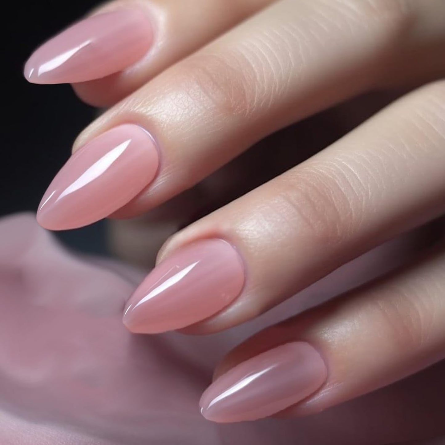 GLAMERMAID Nude Pink Press On Nails Short Almond, Handmade Jelly Soft Gel Nails Round Oval Fake Nails, Soft Jelly Gel Nail Tips Deep Burgundy Round Fake Nails, Natural Deep Red Stick Glue on Nails