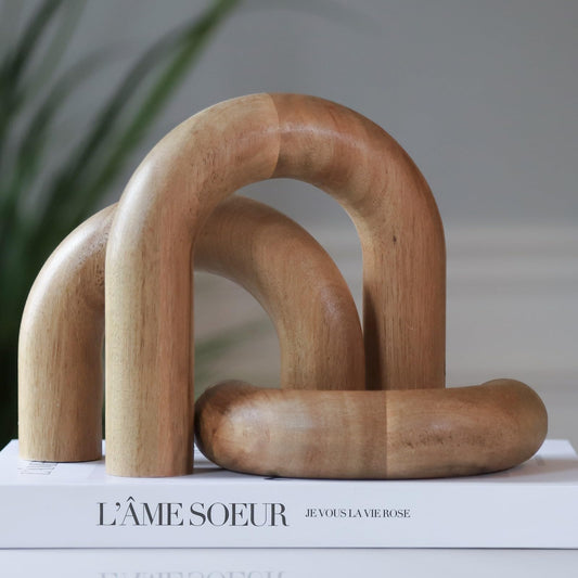 Product Elevations Wooden Arch Decor Set of 3 - Shelf Decor Aesthetic for Coffee Tables, Bookshelves, & Entryways - Acacia Wood Japandi Home Decor Accents - Modern Decorative Objects
