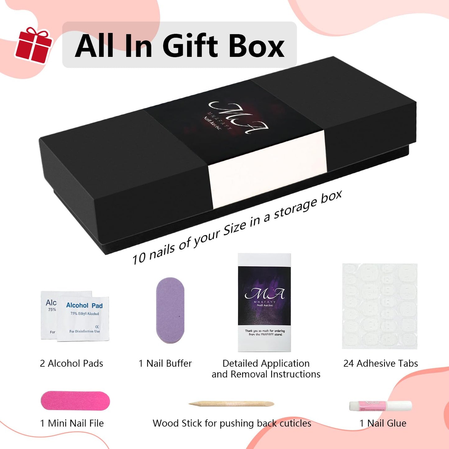 MNAFAYY Luxury Gems 100% Handmade Nails Gold Long Stiletto Press On Nails Full Cover 3D Rhinestone Crystal Gorgeous Reusable UV Finished Fake False Nails Acrylic Nail Kit With Box Gifts for Women M