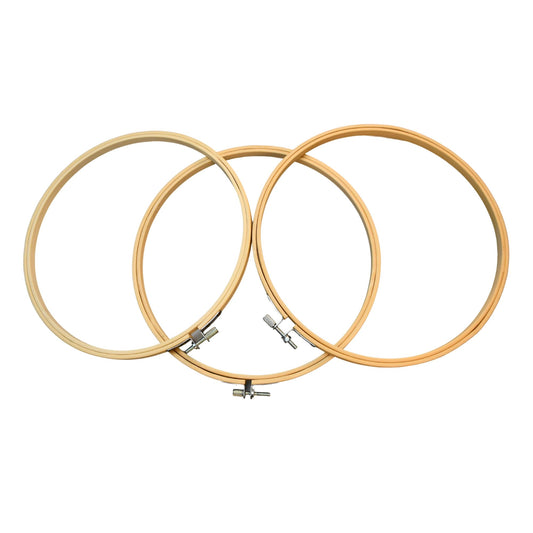 Embroidery Hoops 3 Pack Set: Premium Bamboo Wood Rings with Metal Tension Screw Brackets for DIY Cross Stitching, Sewing, Embroidered Craft Projects, Sizes 5, 7, 8, 9, & 10 in Diameter