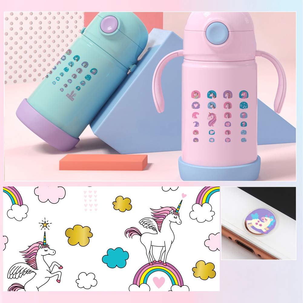 Fanoshon Unicorn 3D Nail Art Stickers Decals Self-Adhesive for Kids Little Girls, 270+ Cute Nail Tip Star Crown Princess Nail Manicure for Fingernails Toenails Birthday Party Supplies Gift Favors
