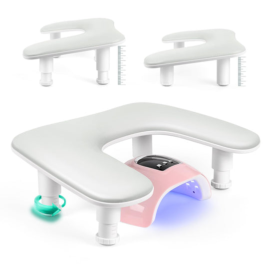 Manicure Arm Rest for Nails Tech: U-shaped Adjustable Nail Armrest - Gray PU Leather Hand Stand Rest for Manicurists