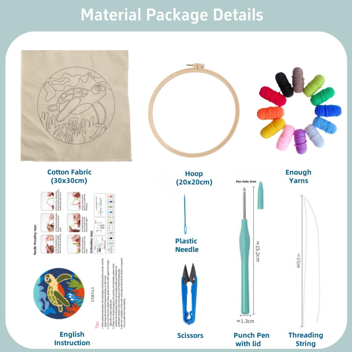 DIY Punch Needle Kits Pair of Red Cardinal Easy for Beginners Starter Set with Hoop Needlepoint Embroidery Craft Hobby and Home Decor 20x20cm