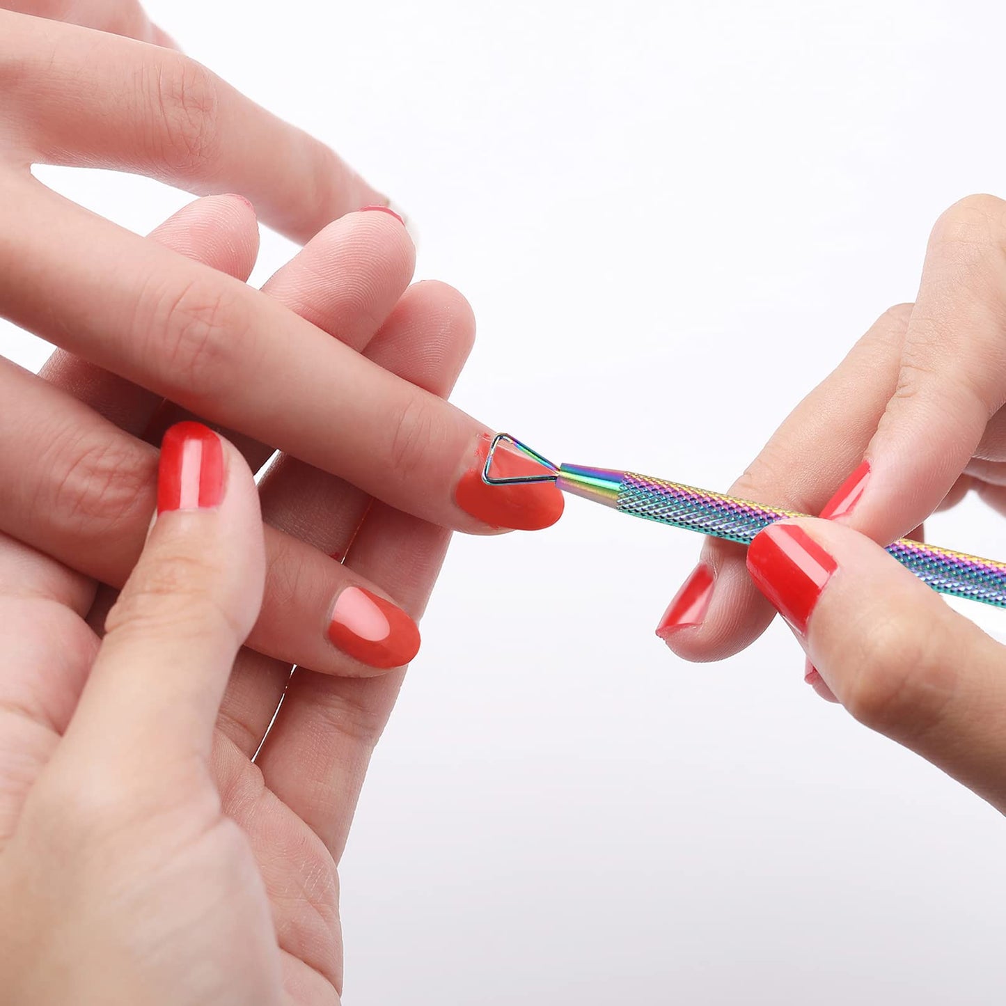 Cuticle Trimmer with Cuticle Pusher and Cutter,YINYIN Cuticle Remover Cutter Nipper Clippers Durable Pedicure Manicure Tools for Fingernails and Toenails(Rainbow)