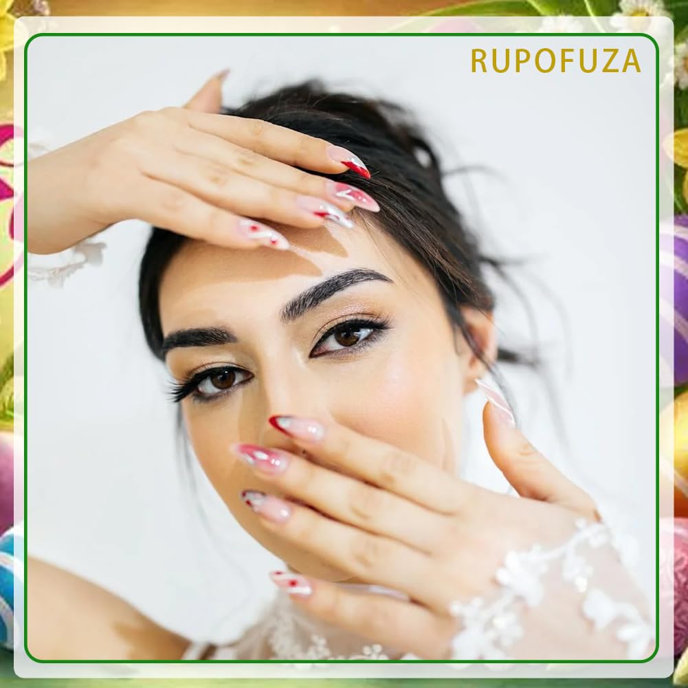 RUPOFUZA Press on Nails Square Short Green Fake False Nails with Lovely White Flowers Design Stick on Nail Full Cover Acrylic Artificial Extra Short Glue on Nail for Women 24Pcs