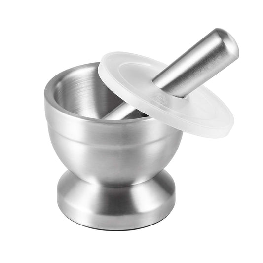 VABX-Purple Stainless Steel Mortar and Pestle Set with Lid and Anti Slip Base for Spice Medicine Grinder Coffee Bean Crusher(Small)