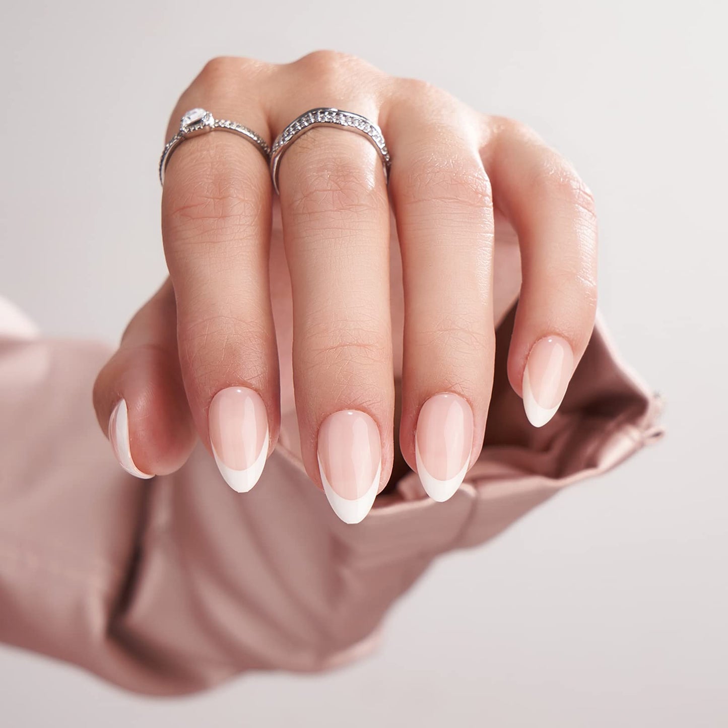 BTArtbox Press on Nails Short Square - Dark Red Nails with Glossy French Tips in a Matte Finish, Soft Gel Fake Nails Glue On Nails in 16 Sizes for Christmas, White French & Cozy Cocoa