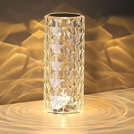 Leroxo Portable Crystal Table Lamp,3 Color Touch Control Rechargeable Lamp,Crystal Bedside Lamp,Night Light,Room Decor Desk Lamp,Bedroom,Living Room,Kitchen,Dining Room Lamp (3-Color Rose)