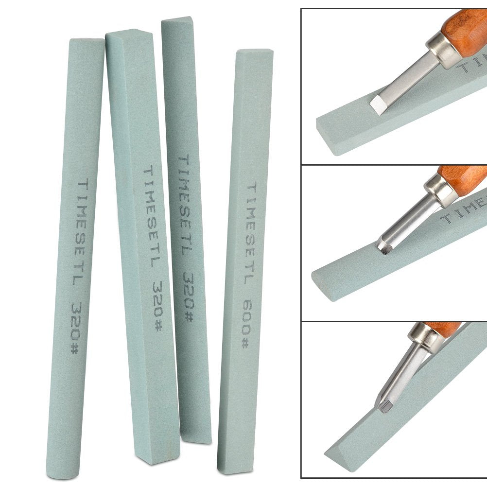 TIMESETL 17Pack Small Wood Carving Set, 12pcs Wood Carving Tools SK2 Carbon Steel + 4pcs Whetstone + 1pcs Storage Case for Beginners DIY Woodworking Sculpting Whittling with Safety Cap