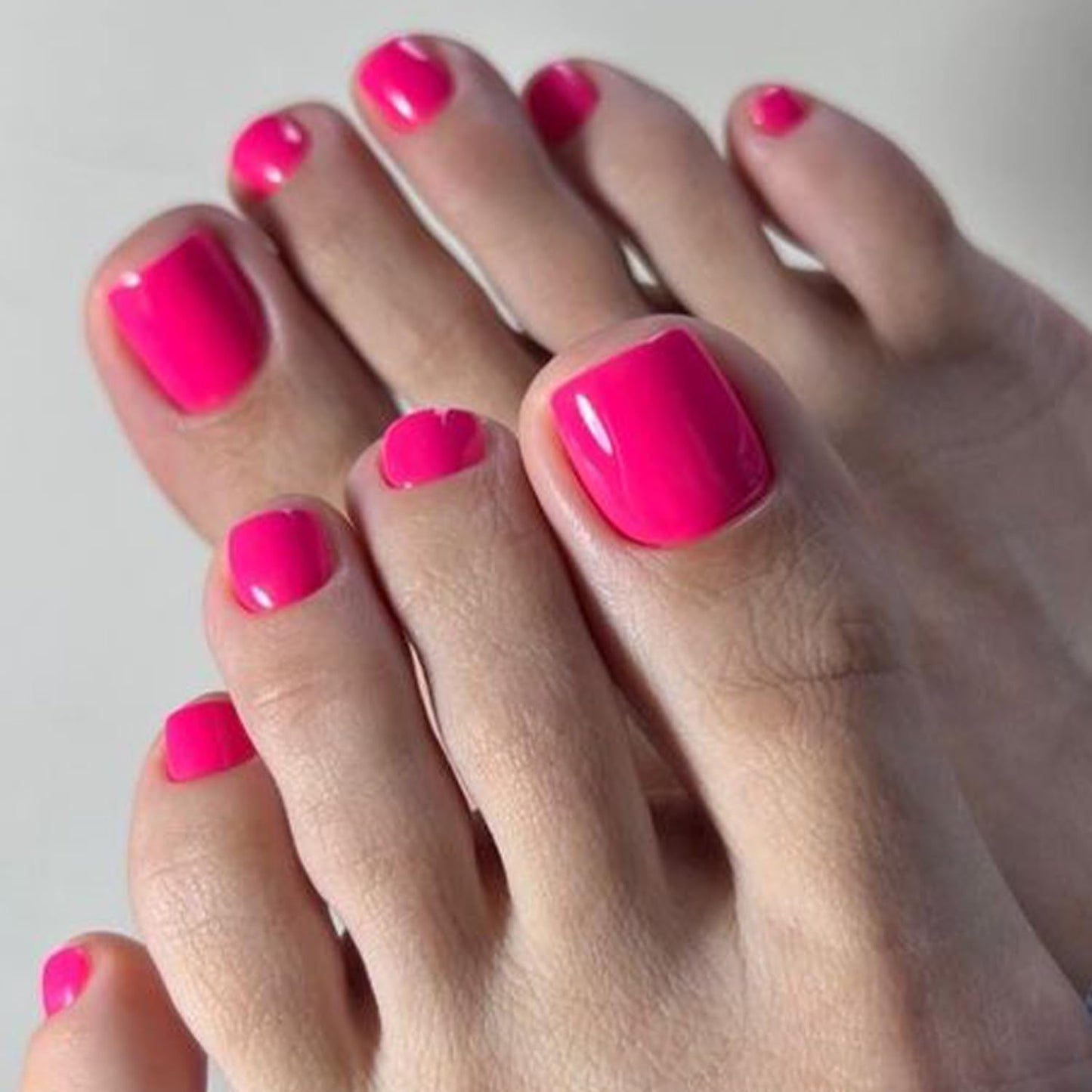 GLAMERMAID Press on Toenails,Hot Pink and Pink Butterfly Toenails Press ons,48 Pcs 2 Sets UV Glossy Glue on Toenails for Women Girls,Reusable Acrylic Stick on Toenails for Spring Summer
