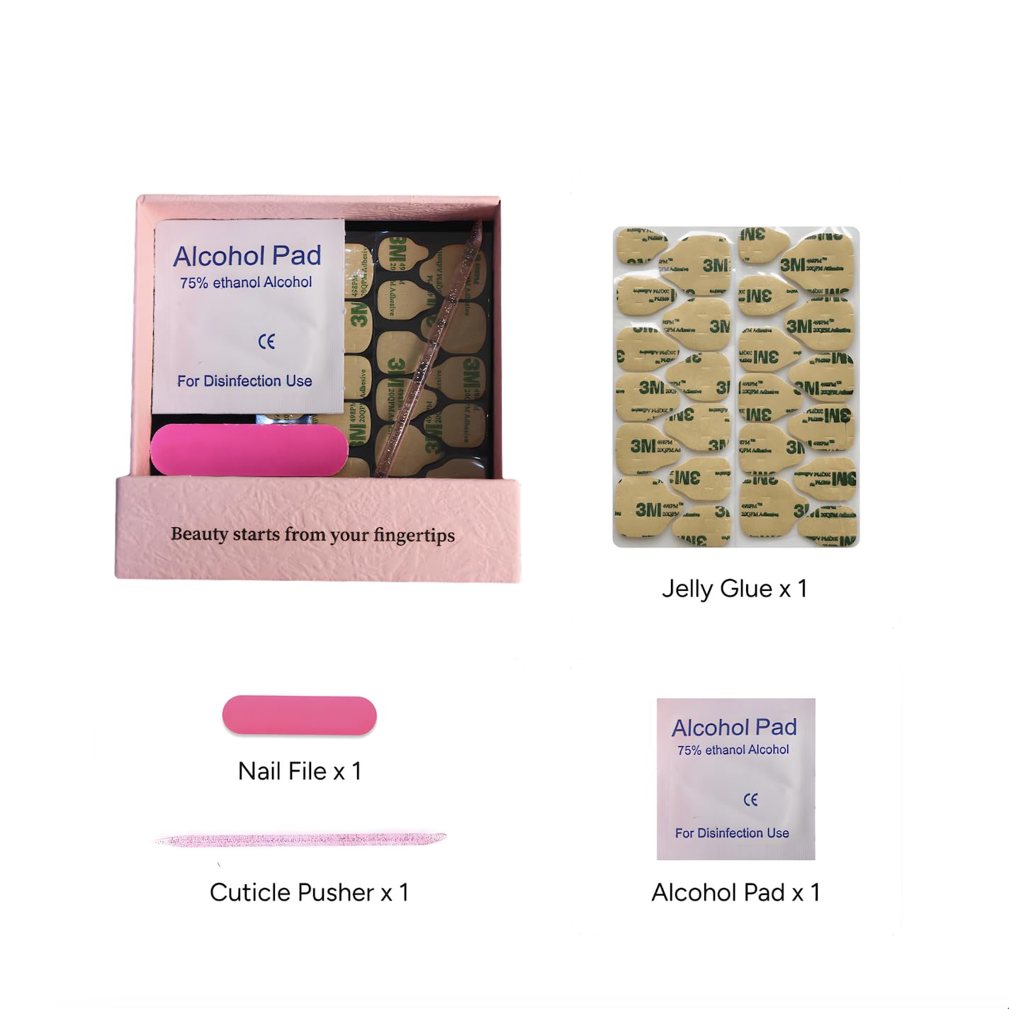 SIYOU Beauty | Tropical Serenade | Pink and White Tropical Long Almond Press On Nails for Women (Small) - Reusable, Salon-Quality Fake Nails (10pc)