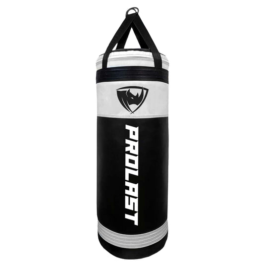 PROLAST 4Ft XL 135Lb Heavy Punching Kicking Bag for Adults, Boxing, MMA, Martial Arts, Muay Thai, Strength Training Equipment, Unfilled, Special Edition Rhino Logo, Special Edition, White and Black