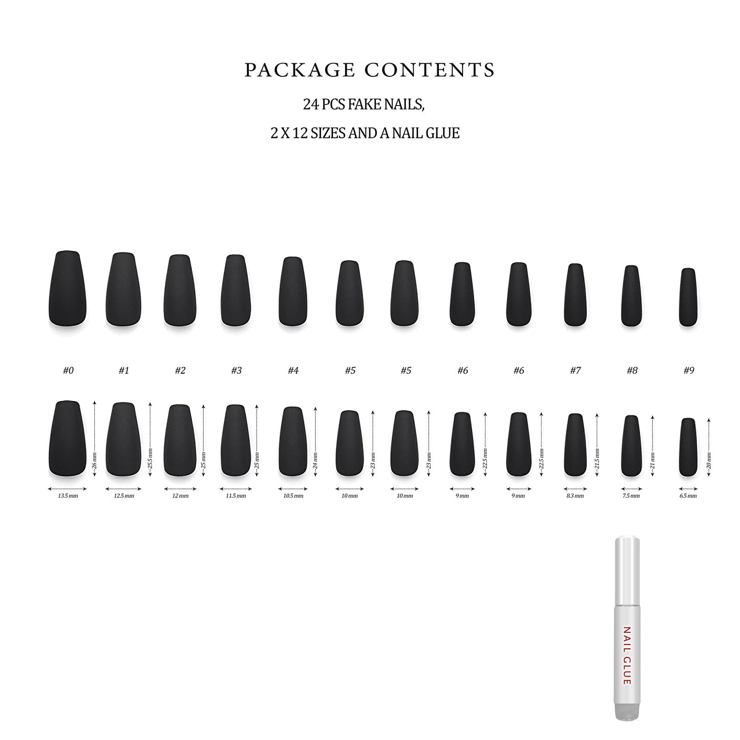 Hypnaughty Press On Nails - Party Star Chrome & Noir Matte Coffin, Trendy & Salon Quality Reusable Nails With Kit