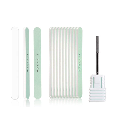 Makartt Cuticle Nail Drill Bit Safety Tungsten Carbide Cuticle Remover Drill Bit Bundle With Nail Buffer Block 10pcs Nail Buffer and Shine Kit Nail Shine Buffer